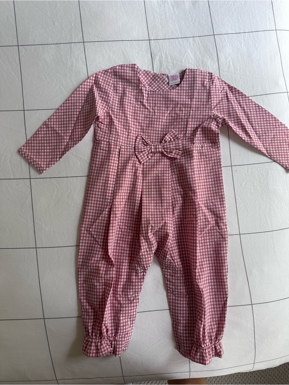 Stitchy Fish pink gingham romper NWOT